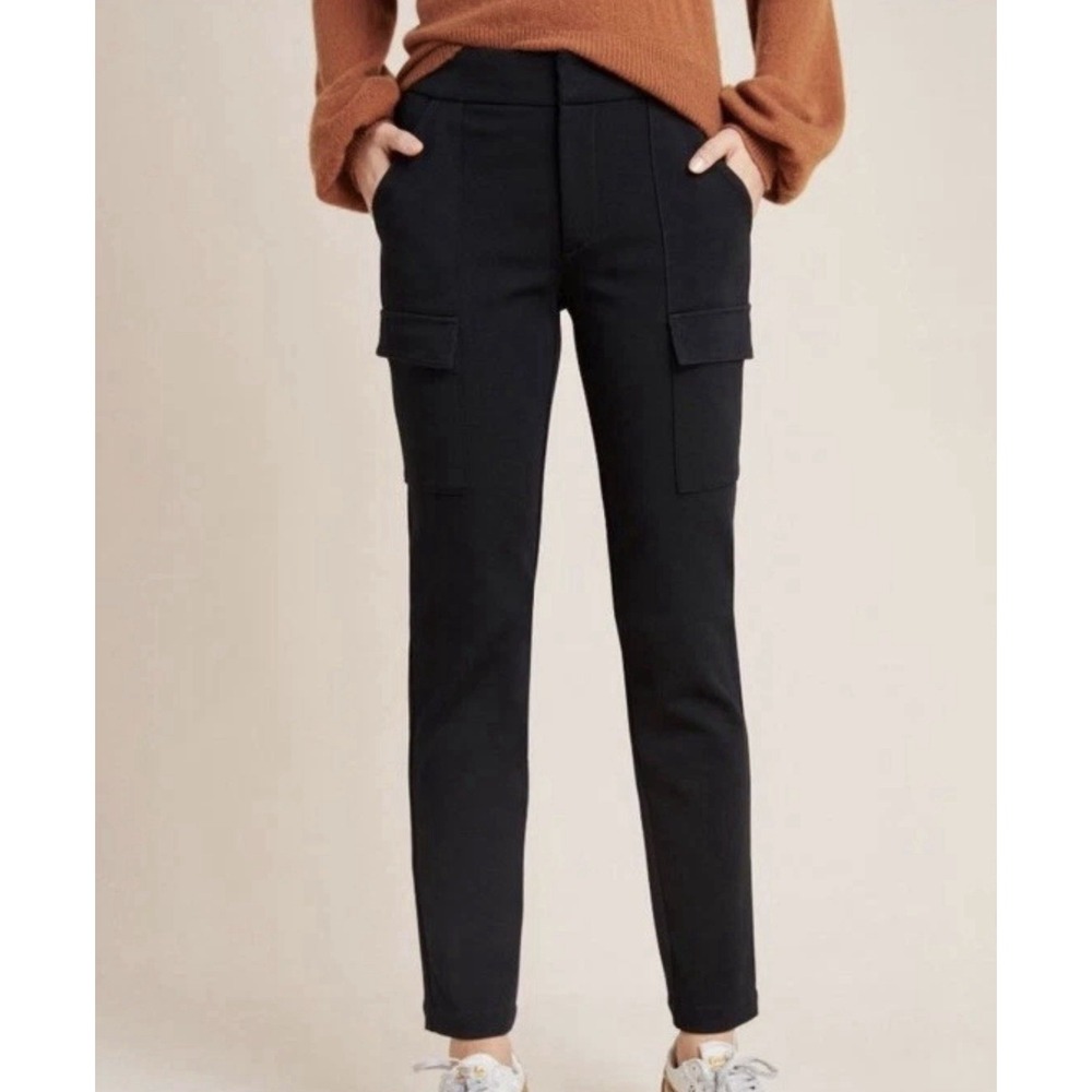 Anthropologie Essential Slim Cargo Pants Women's Size 2 Black Stretch Casual
